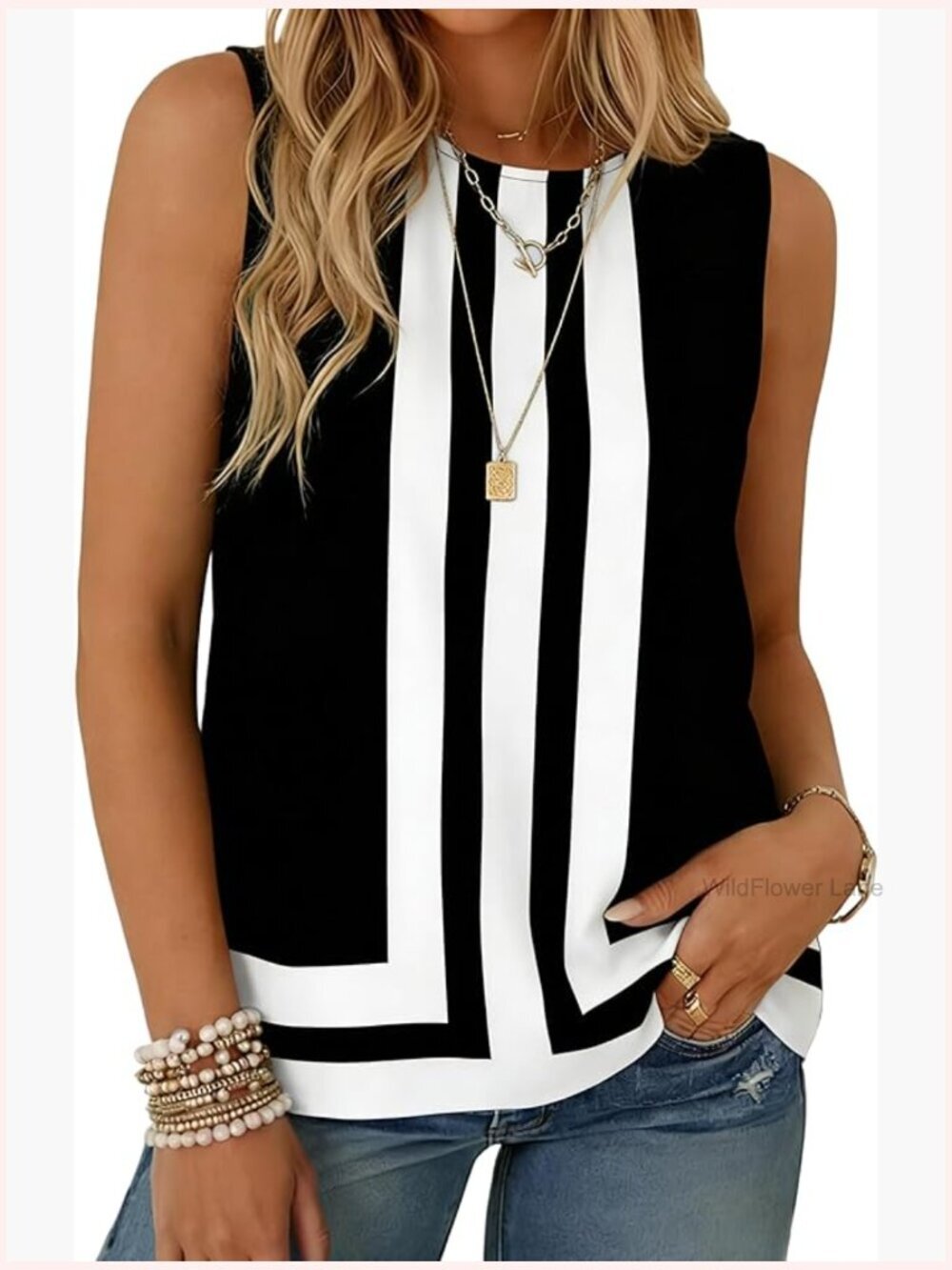 Sleeveless Color Block Geometric Striped Work Tank Top Summer Layering Crop Tops
